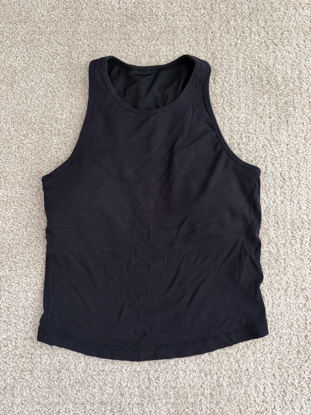 Vuori Black Ribbed Scoop Neck Tank Top